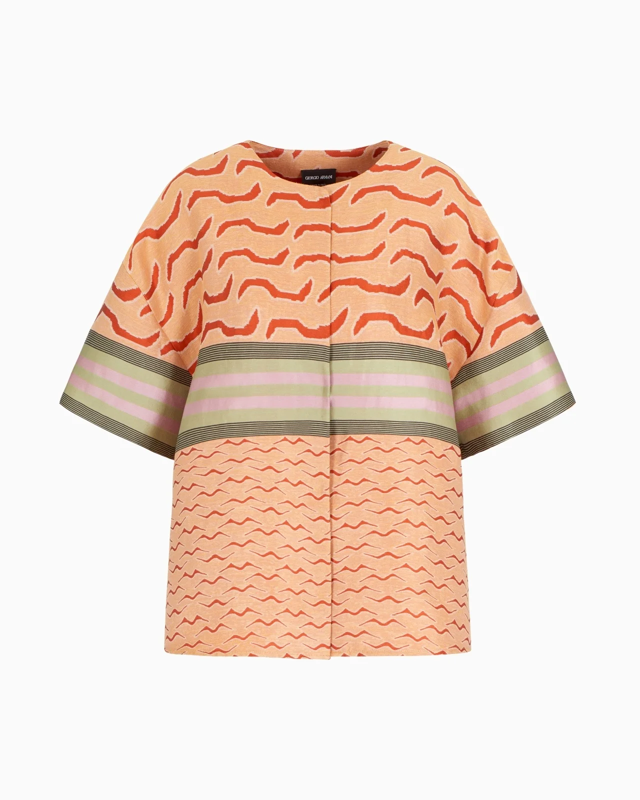 LINEN, COTTON AND SILK-BLEND JACQUARD SHIRT - 1