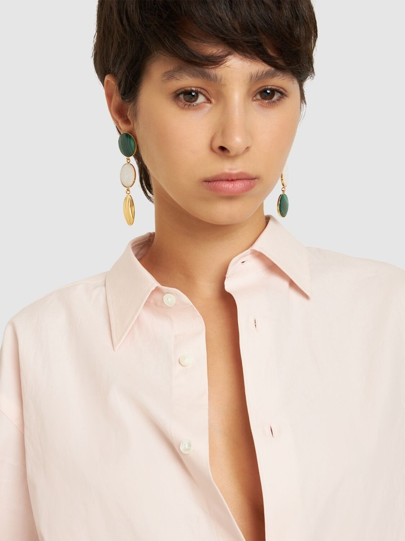 Sonia geometric double stone earrings - 2