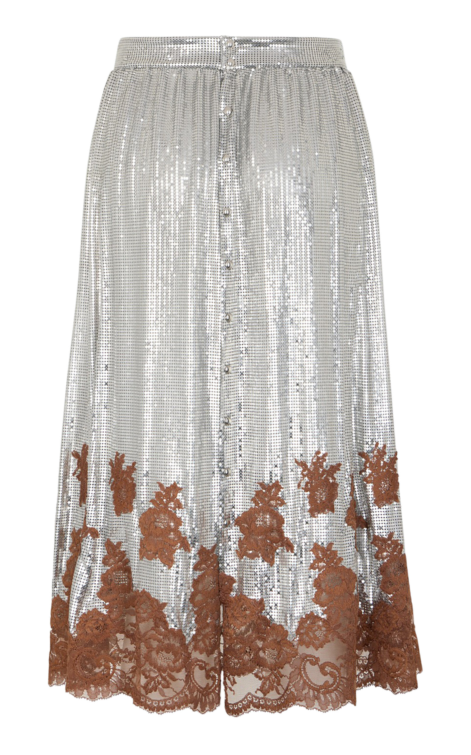 Lace-Trimmed Knee-Length Skirt silver - 3