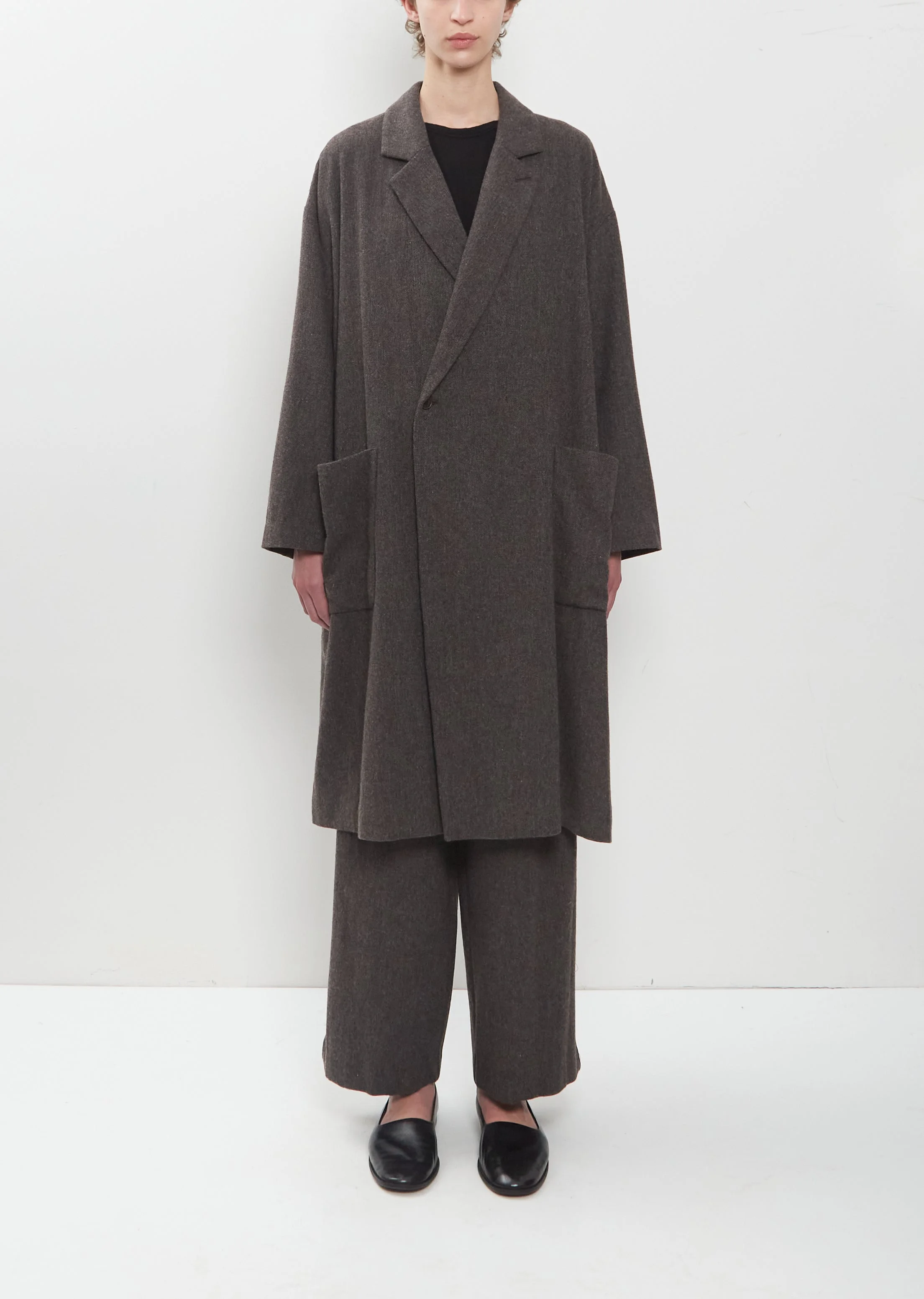 Premium Wool Tweed Oversized Tailored Coat - 1