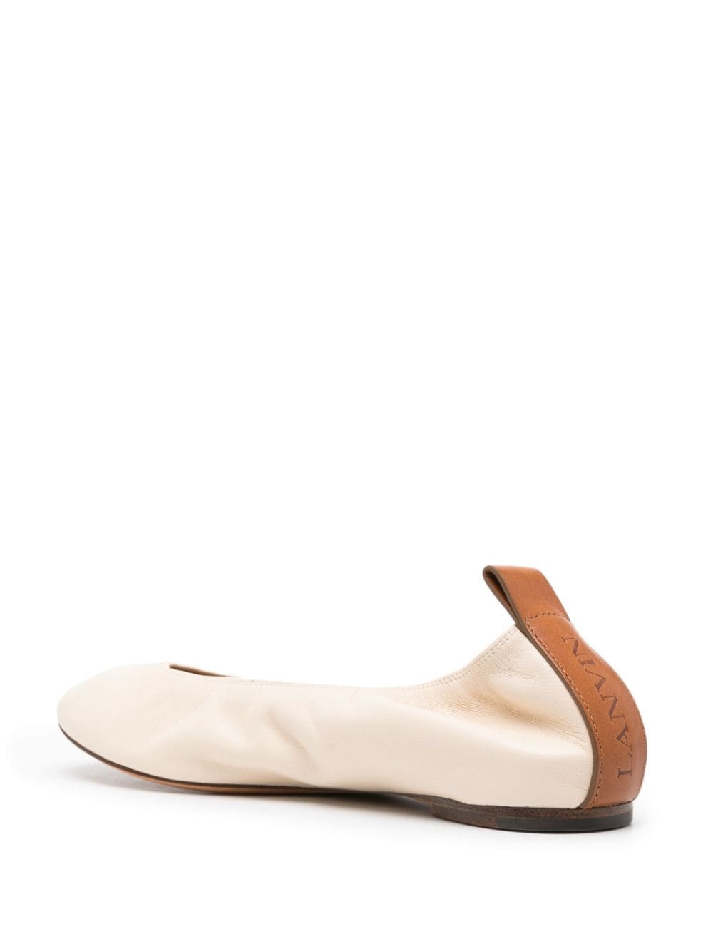 round-toe leather ballerina shoes - 3