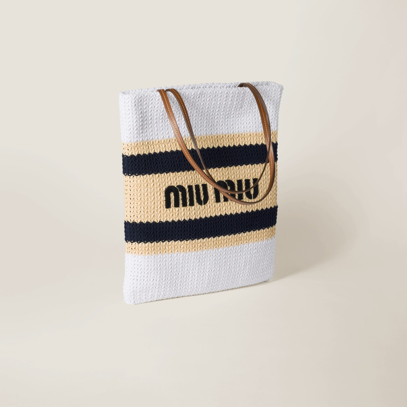 Miu Miu Raffia-effect woven tote bag outlook