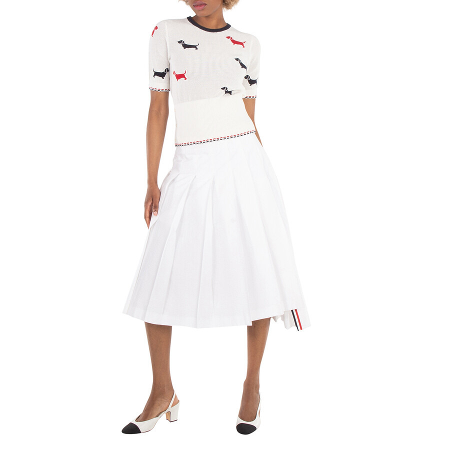 Thom Browne RWB Stripe Dropped Back Pleated Skirt - 2