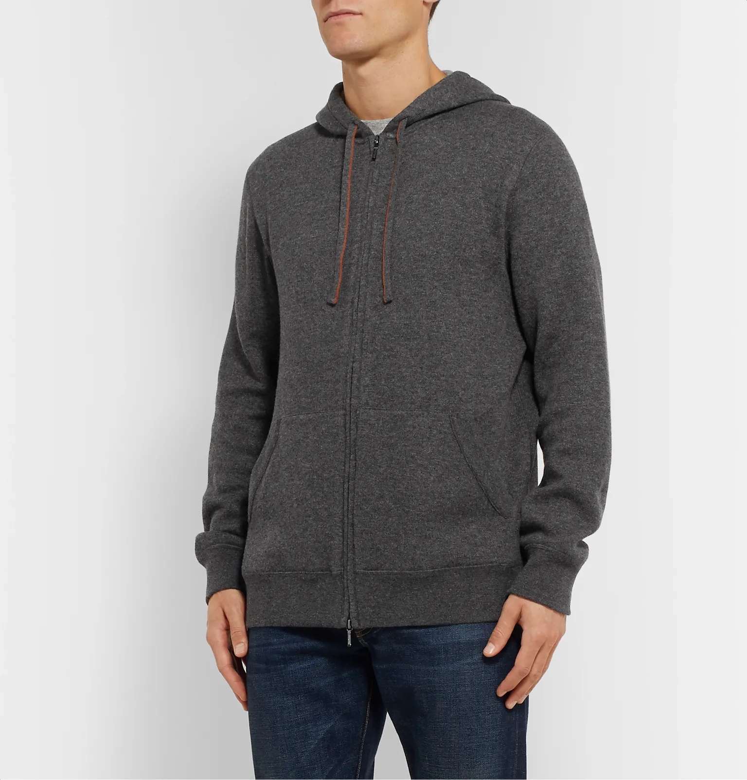 Mélange Cashmere-Blend Zip-Up Hoodie - 4