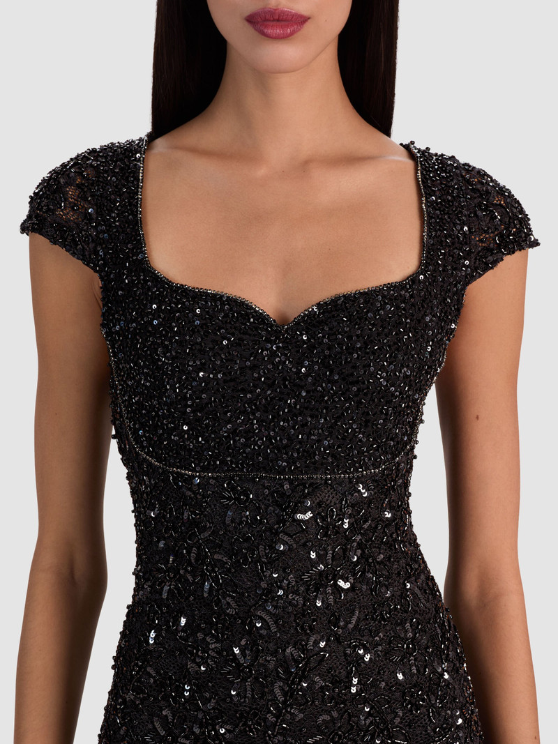 Alice + Olivia EVE EMBELLISHED LACE MINI DRESS outlook