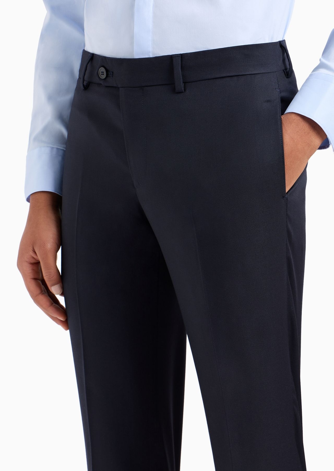 Worsted virgin-wool, creased trousers - 9