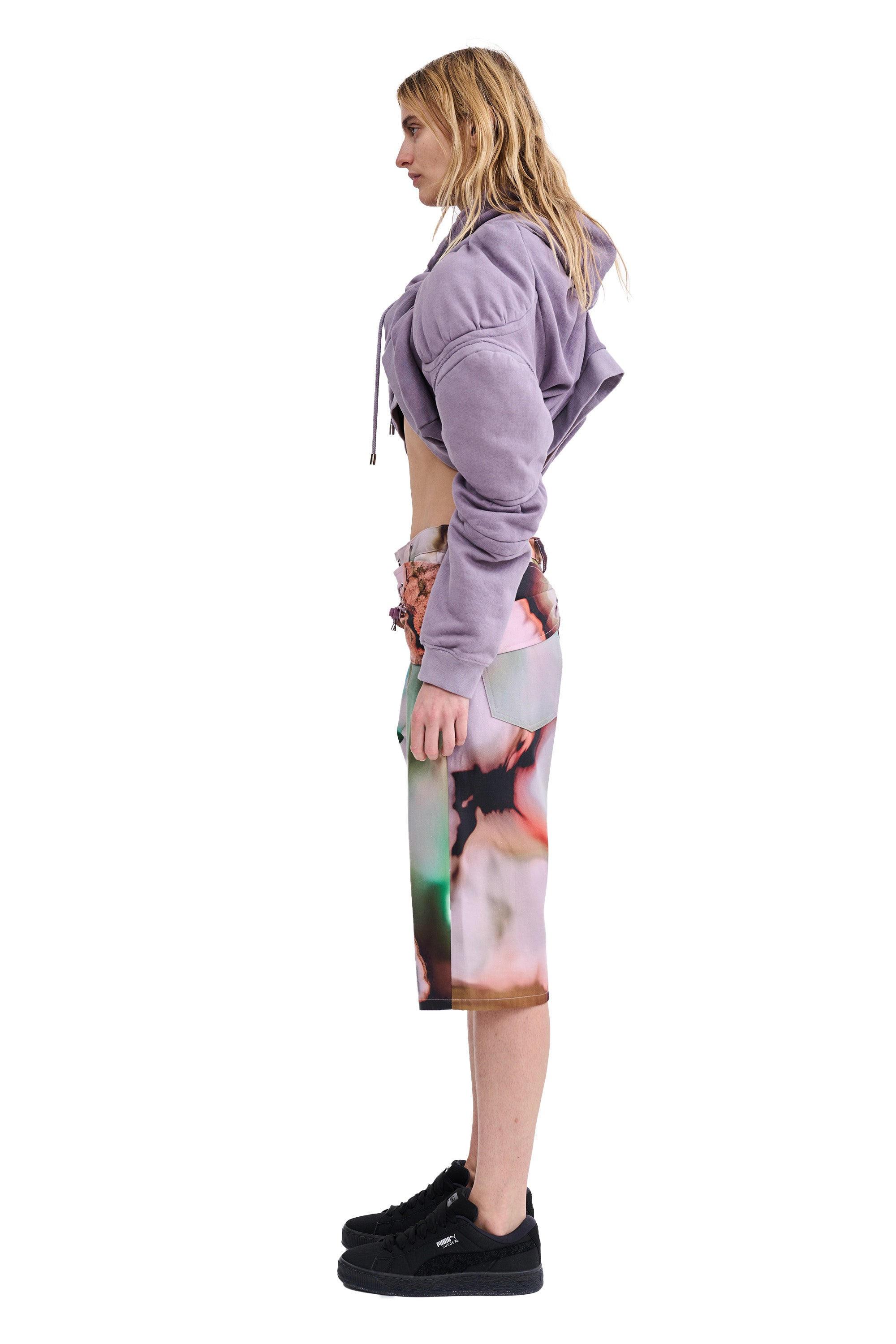 MAUVE MUSCLE CROPPED HOODIE - 4