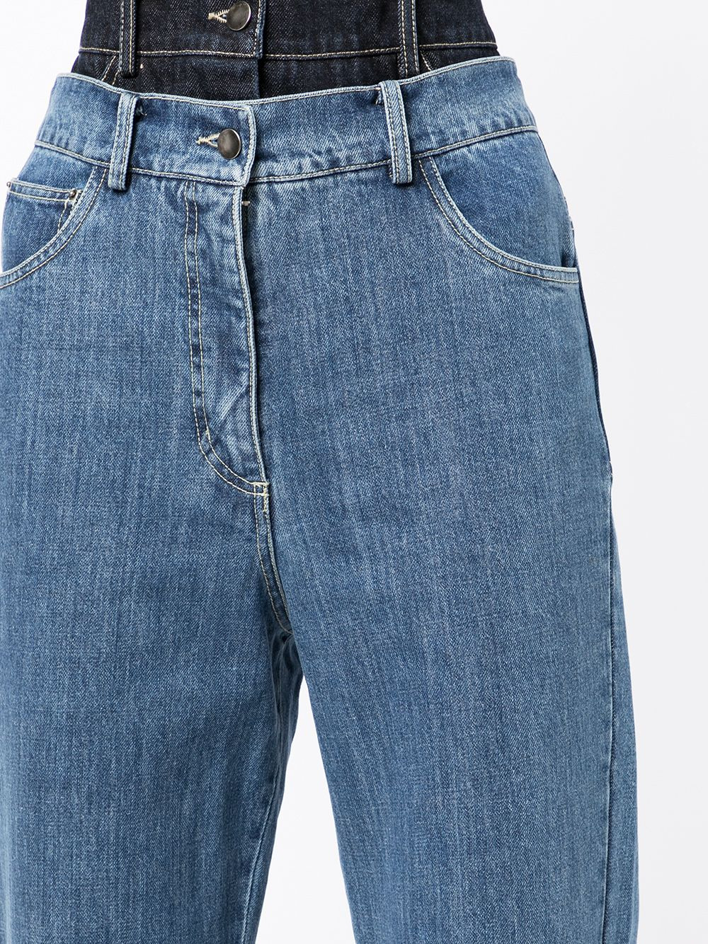 washed double-layer jeans - 5