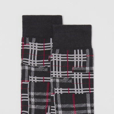 Burberry Patchwork Check Cotton Cashmere Blend Socks outlook