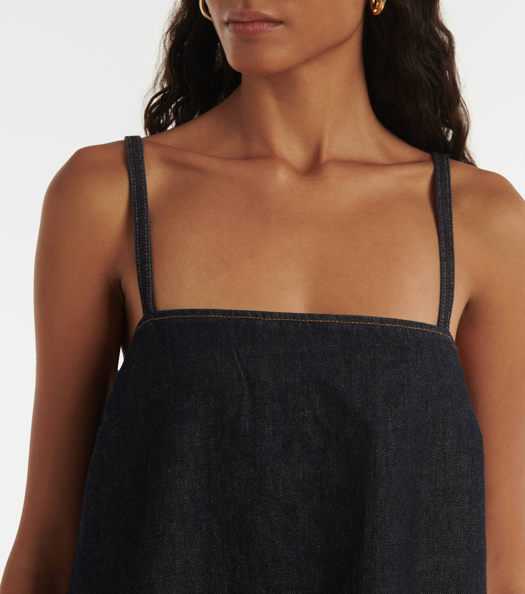 Pleated denim minidress - 4