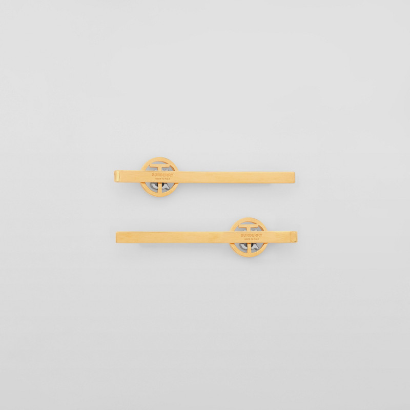 Gold and Palladium-plated Monogram Motif Hair Pins 4