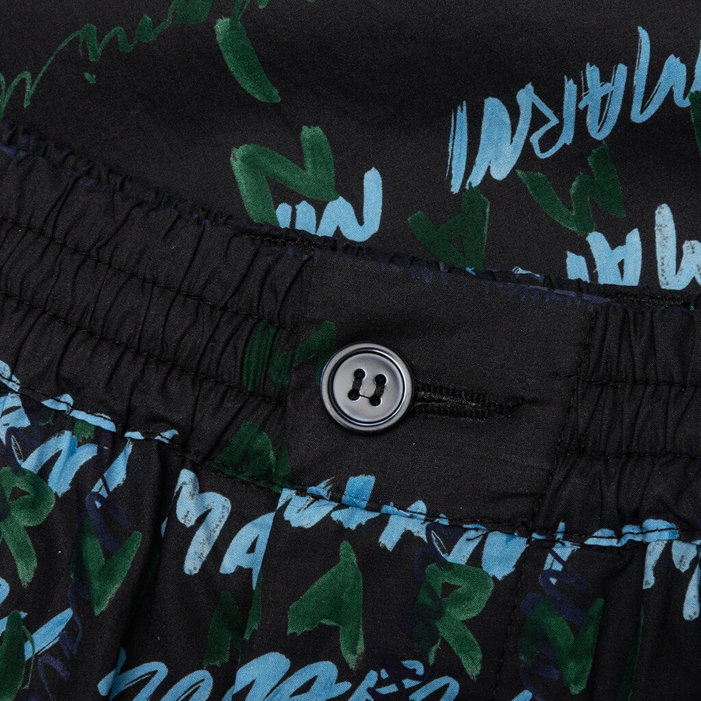 CROSSROADS PRINT BLACK POPLIN BERMUDA PANTS - BLACK - 3