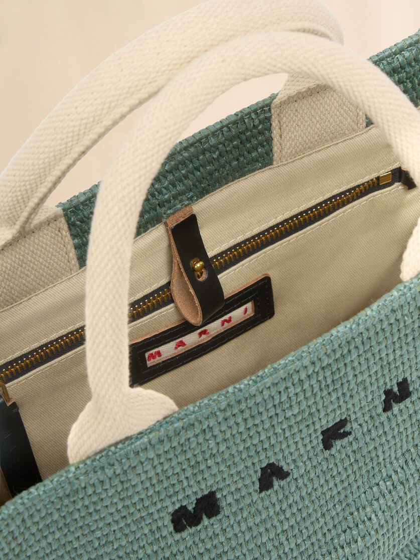 GREEN-COLOURED RAFFIA-EFFECT SMALL TOTE BAG - 4