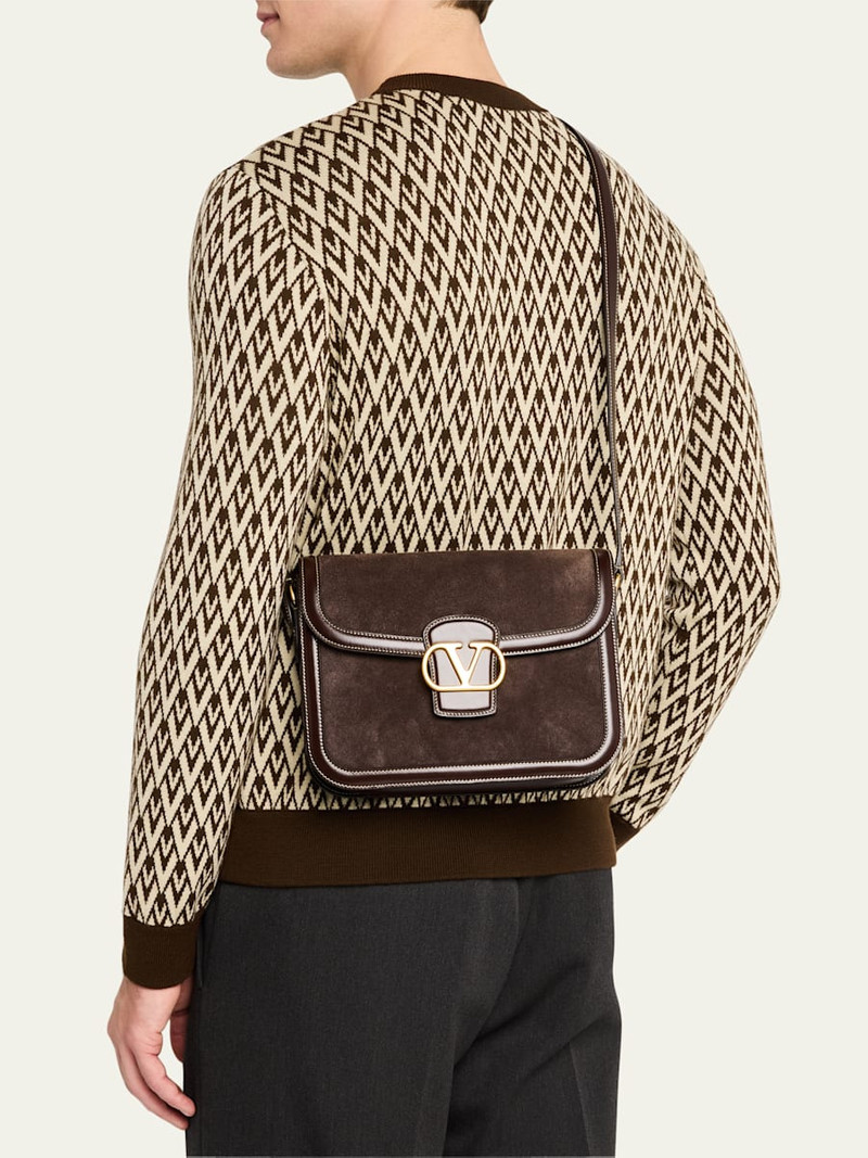 Valentino Men's 9to5 Suede and Leather Shoulder Bag outlook