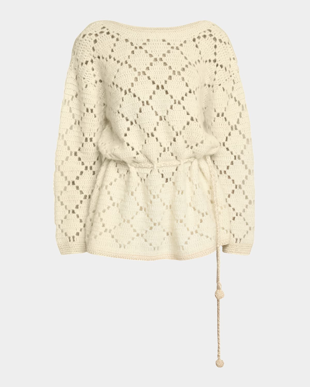 Merida Belted Pointelle Knit Mini Sweater Dress - 1