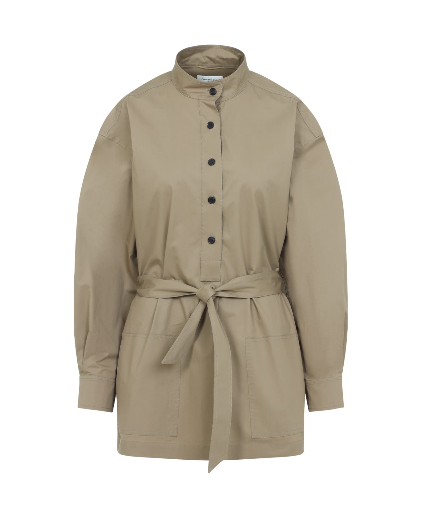 Camel Poplin Blouse - 2