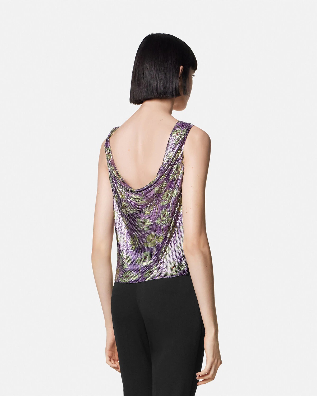 Poppies Metal Mesh Draped-Neck Top - 5