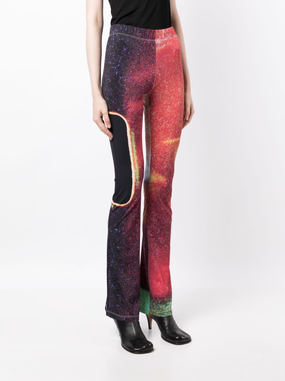 abstract-pattern print flared trousers - 3