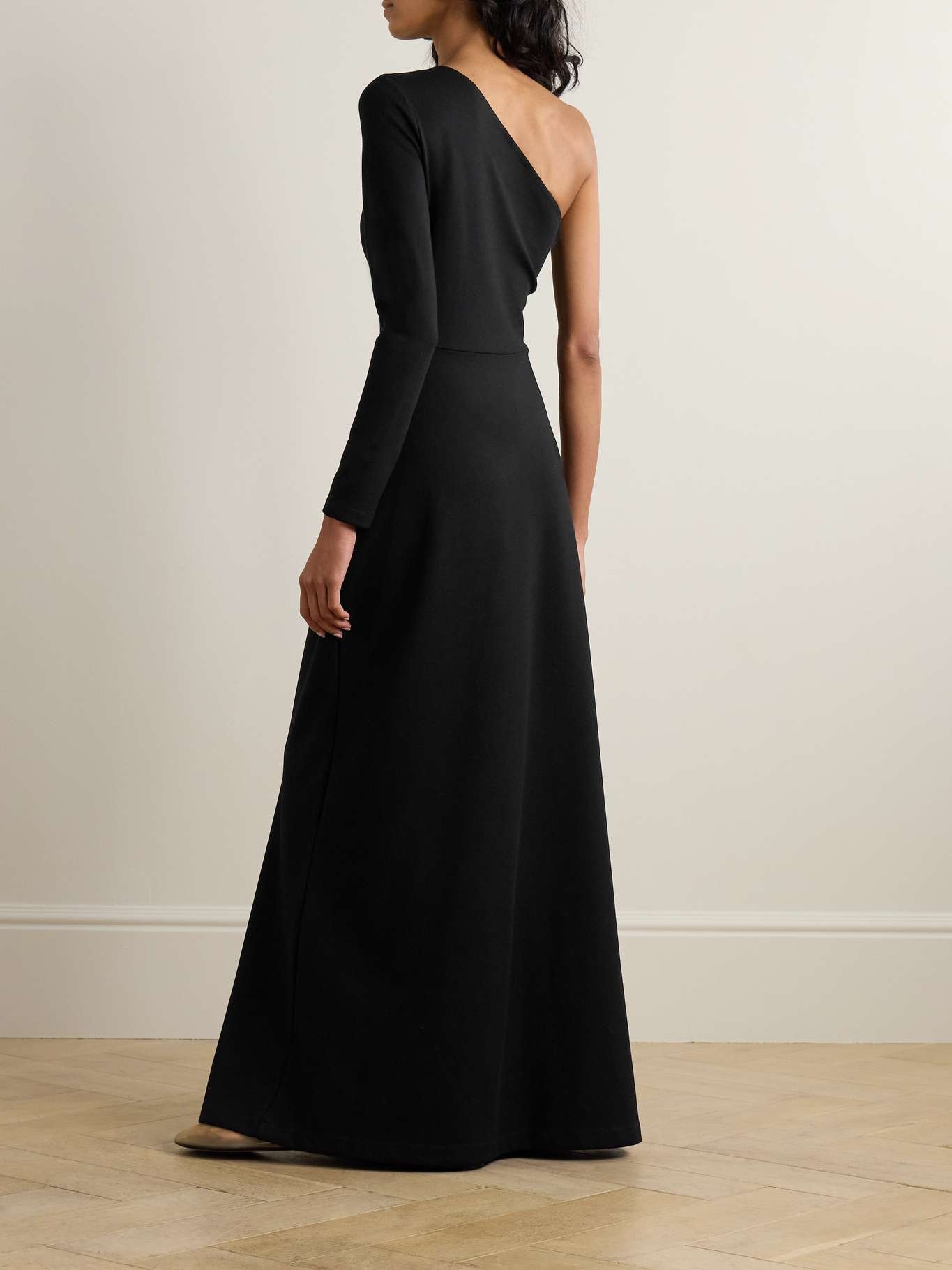 Rio one-shoulder stretch-jersey maxi dress Black - 3