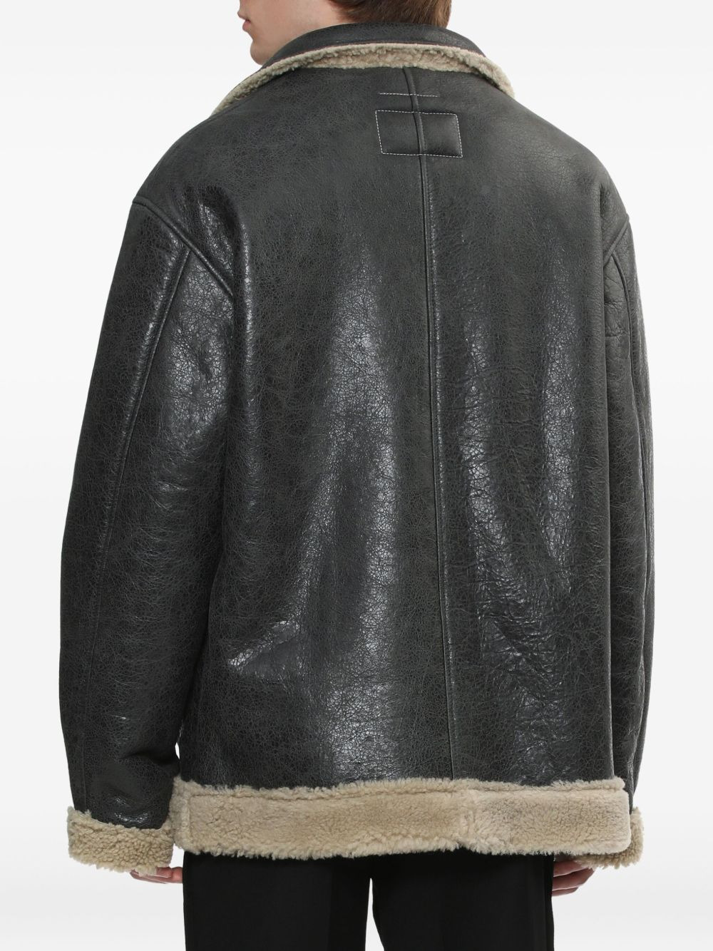 lambskin shearling-panel jacket - 4