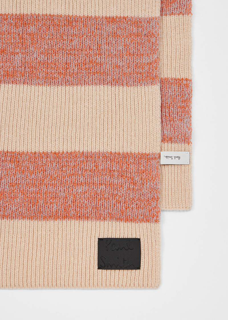 Paul Smith Women's Pink and Beige Lambswool-Blend Block Stripe Beanie and Scarf Set outlook