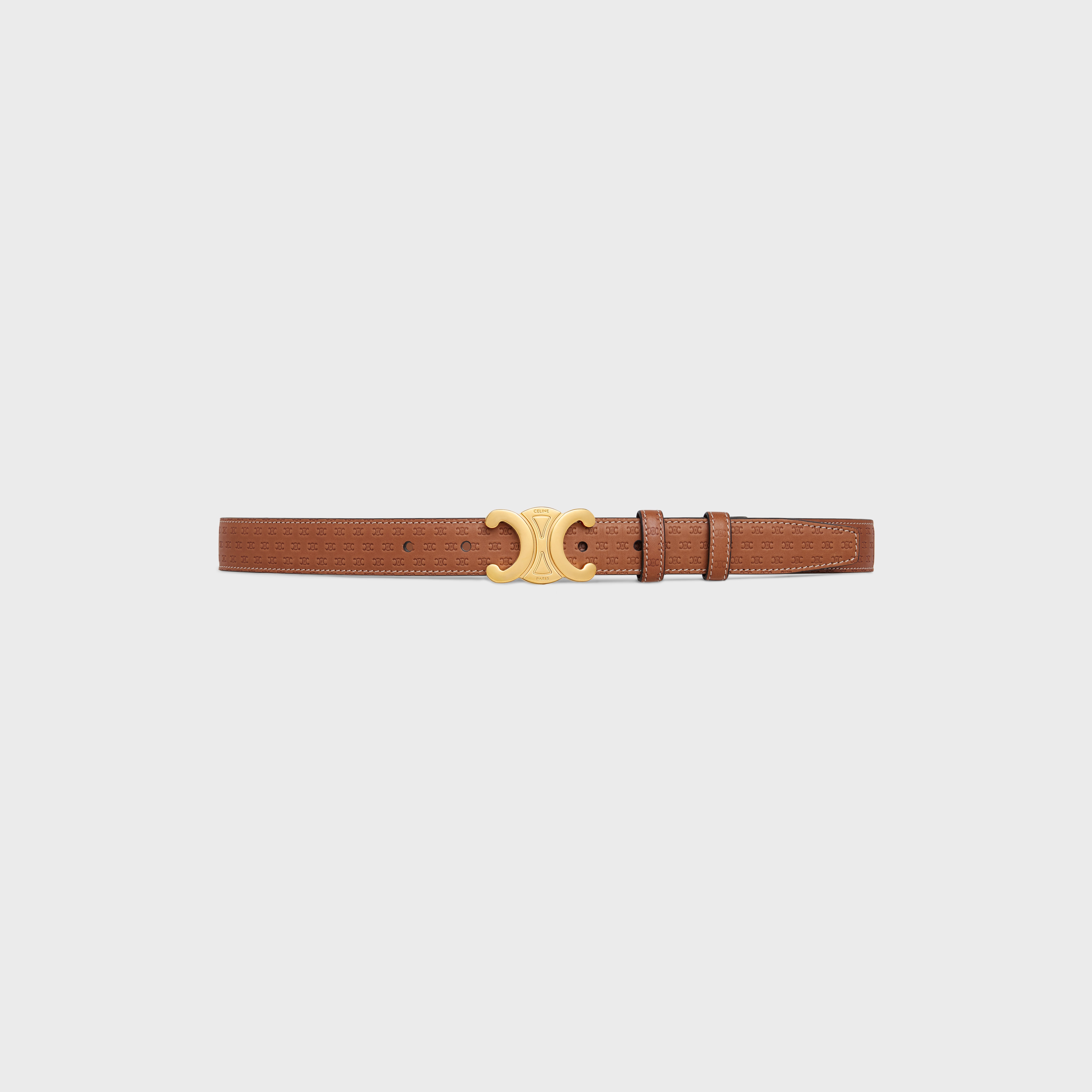 Medium Triomphe Belt in Natural calfskin with triomphe embossed - 1