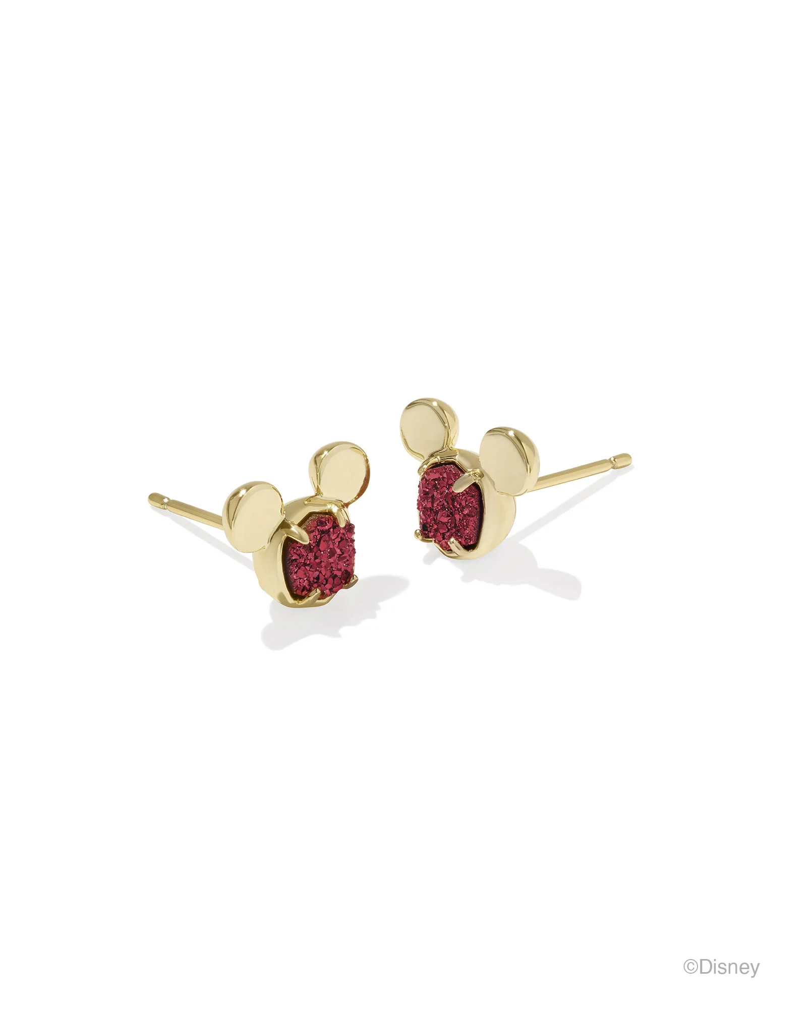 Disney | Kendra Scott Gold Mickey Mouse Stud Earrings in Bright Red Drusy - 1
