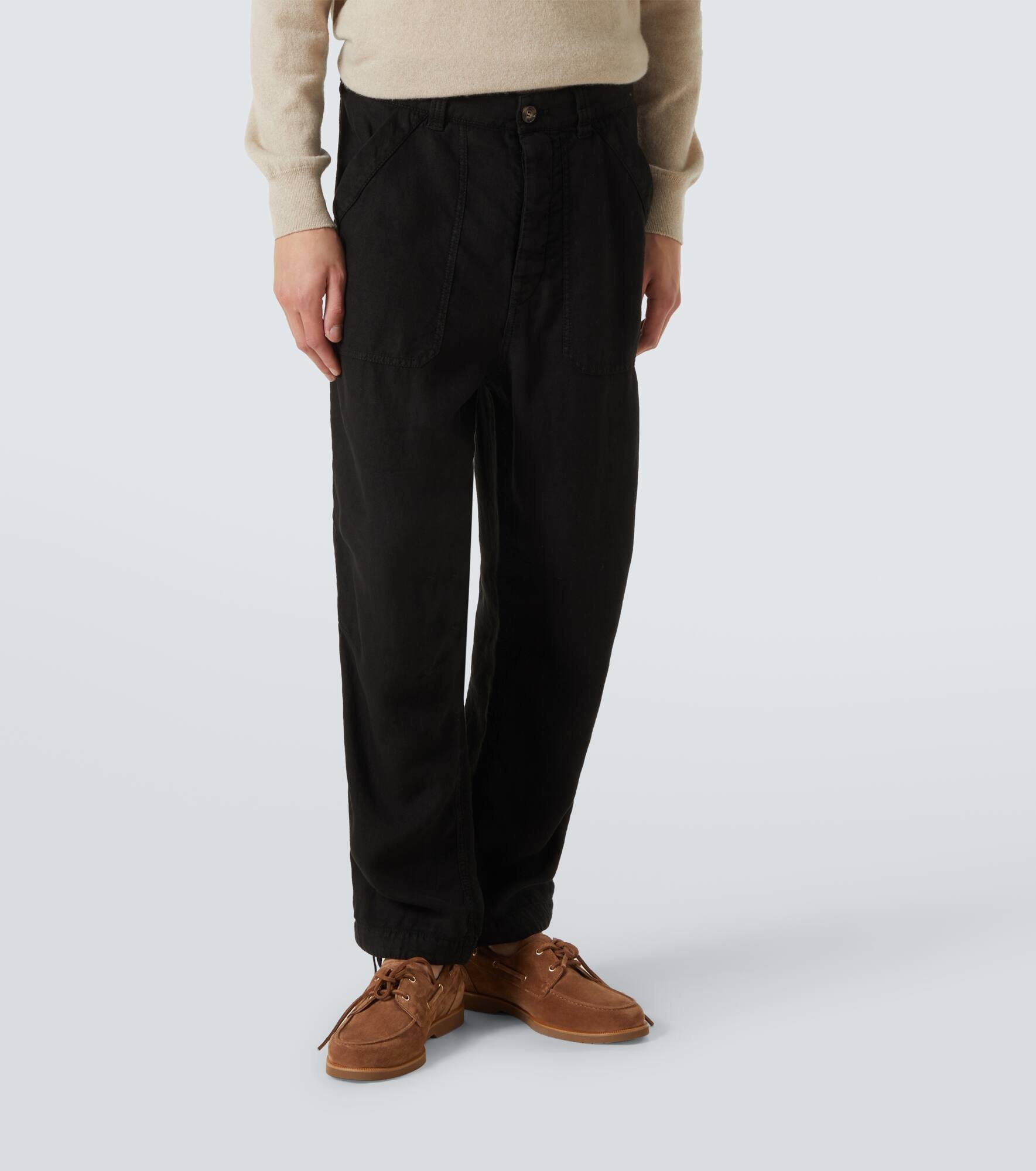 Linen gabardine tapered pants - 3