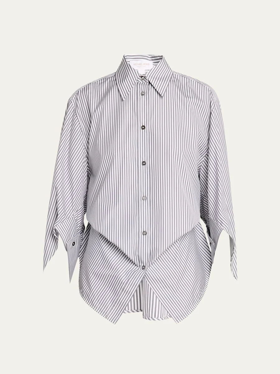 Keegan Stripe Cinched Button-Down Shirt - 1