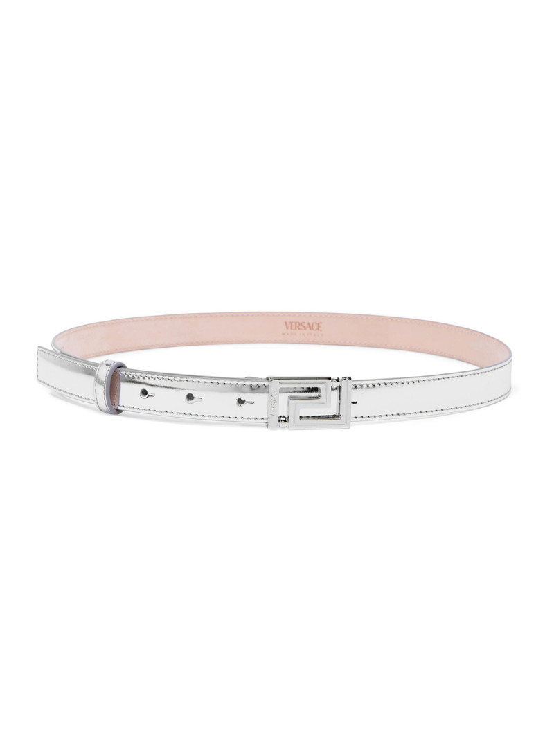 Women's Metallic Leather Belt - Silver Palladium 1