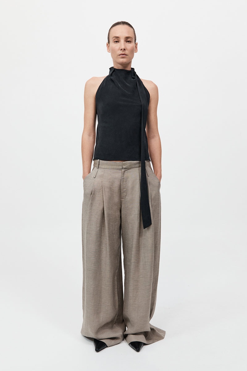 Bias Scarf Top - Black - 4