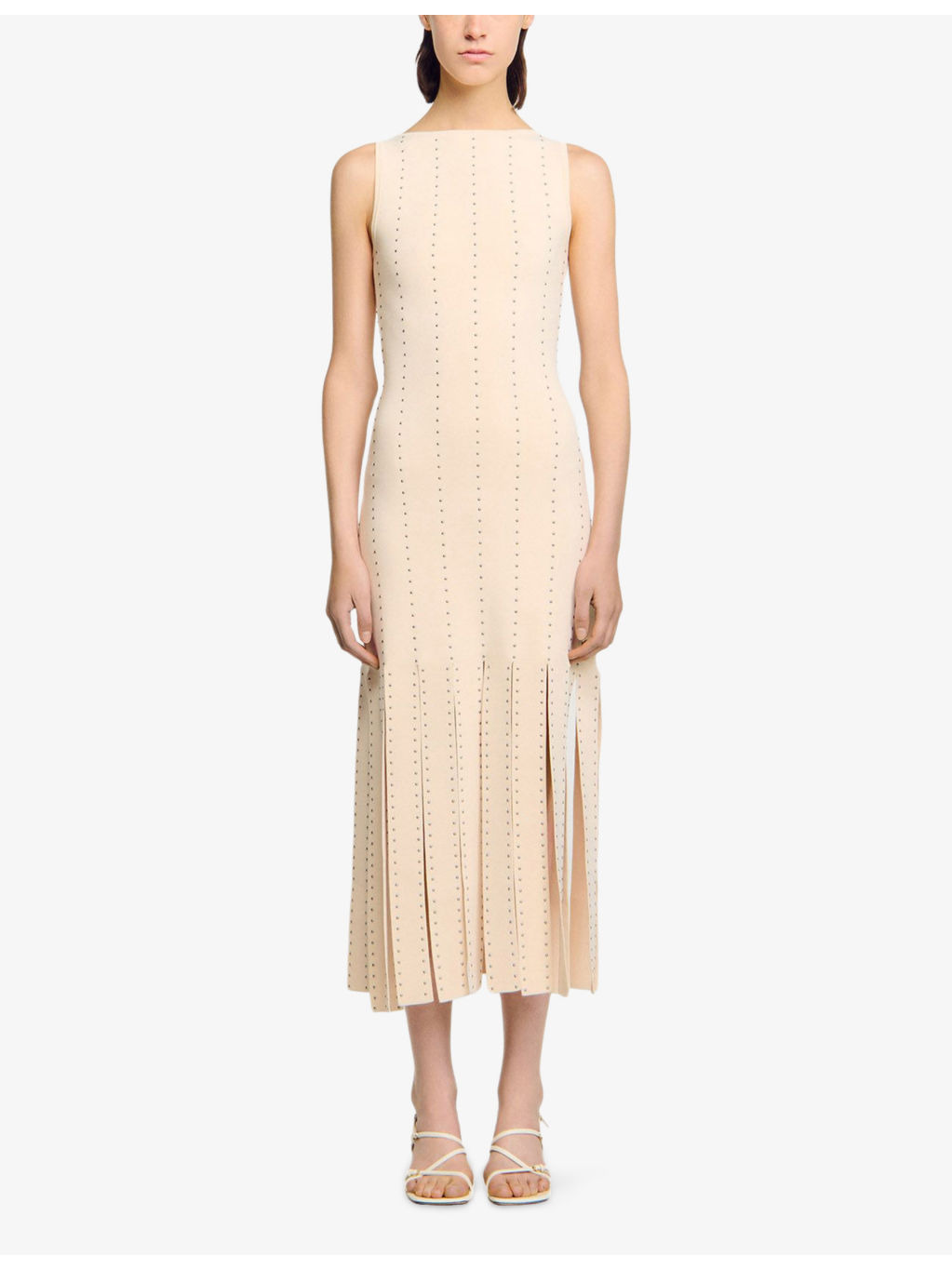 Stud-Embellished Fringed-Hem Stretch-Woven Maxi Dress - 2