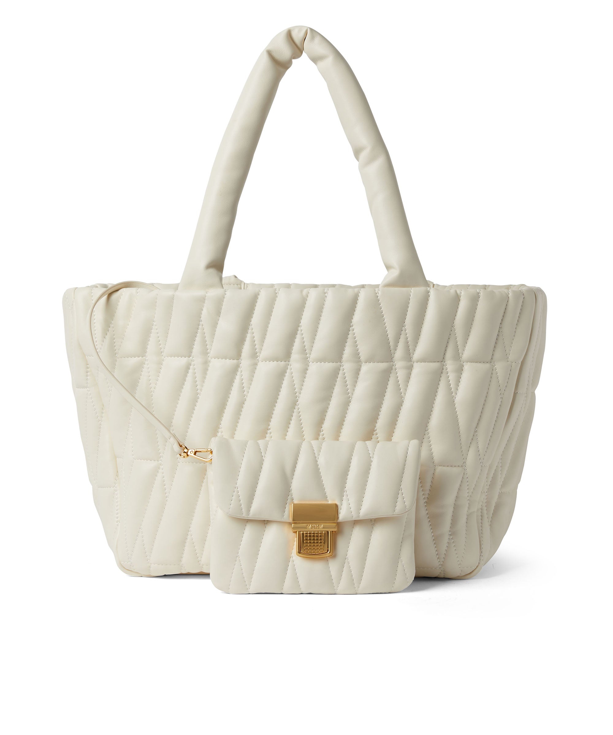 Quilted faux leather basket bag - 4