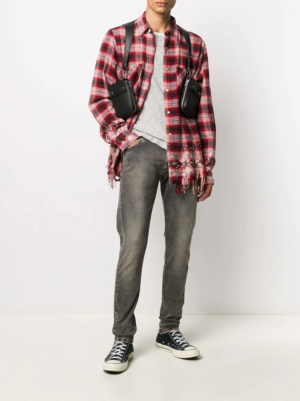 distressed check shirt - 2