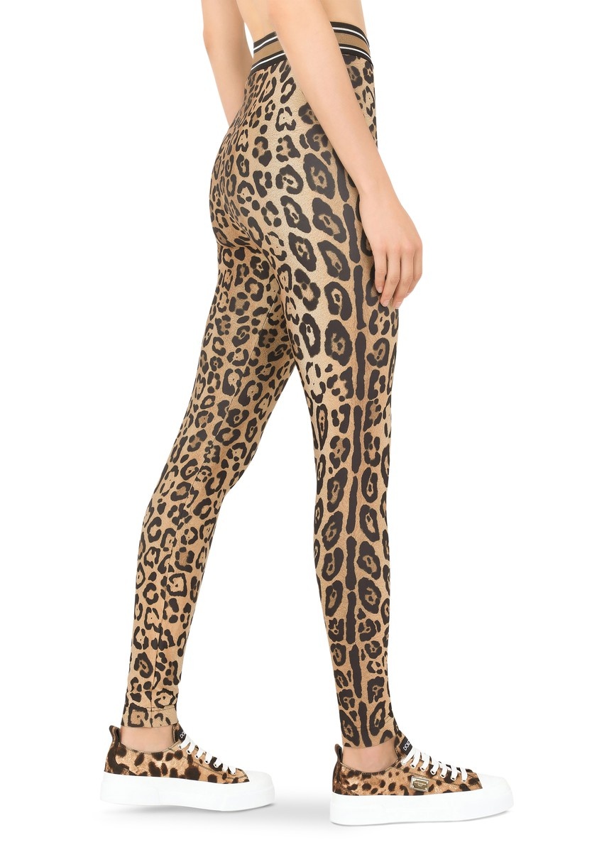 Leopard-print spandex/jersey leggings - 6