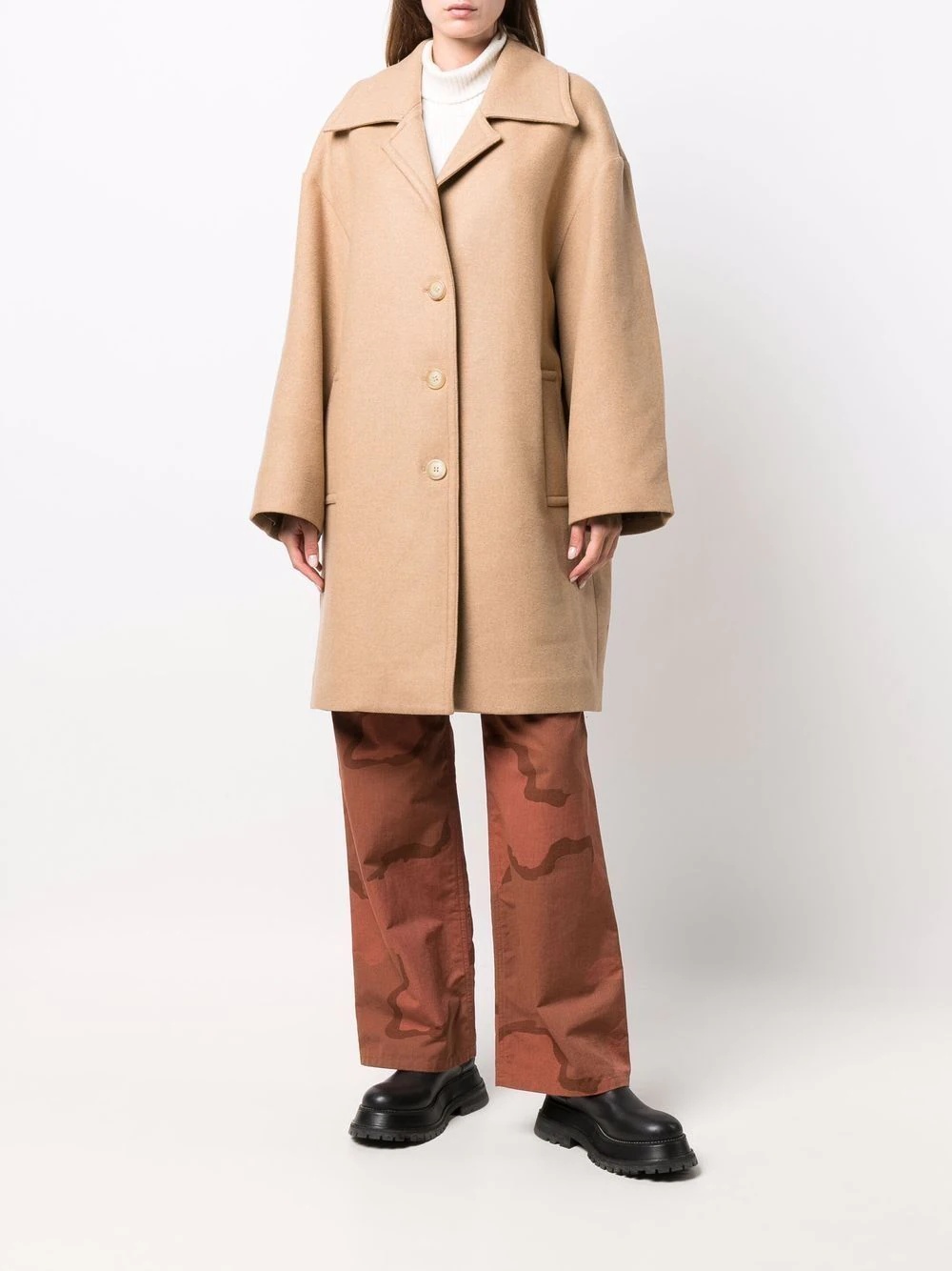 logo-print oversized coat - 3