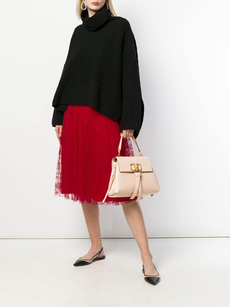 Valentino pleated chantilly lace skirt outlook