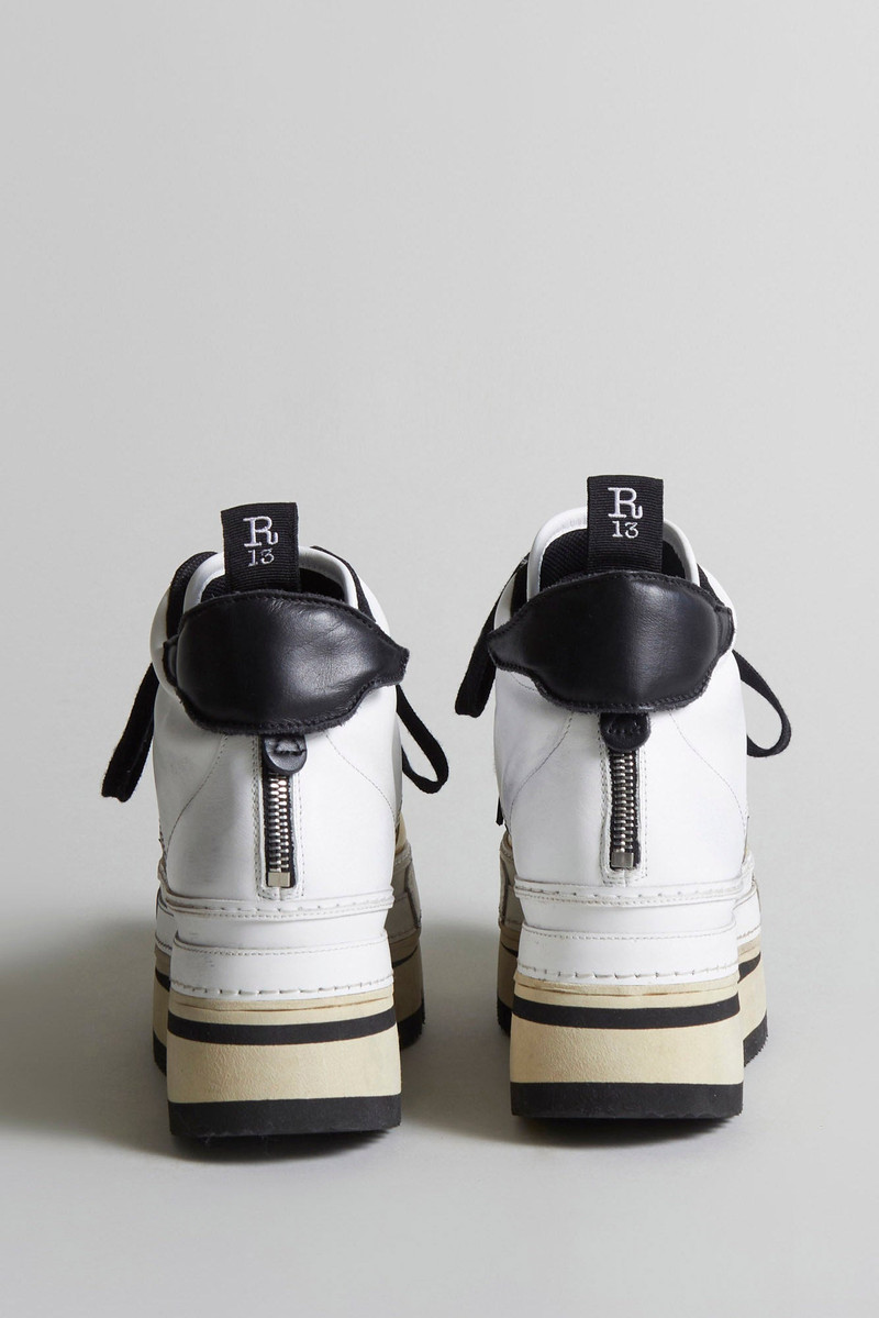 RIOT LEATHER HIGH TOP - SKATE WHITE & YELLOW 4