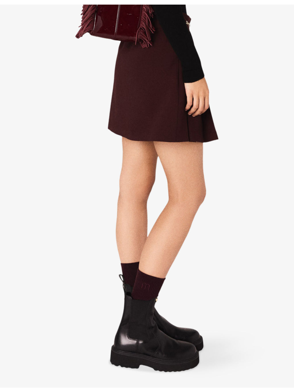 Pleated Clover-Chain Stretch Wool-Blend Mini Skirt - 4