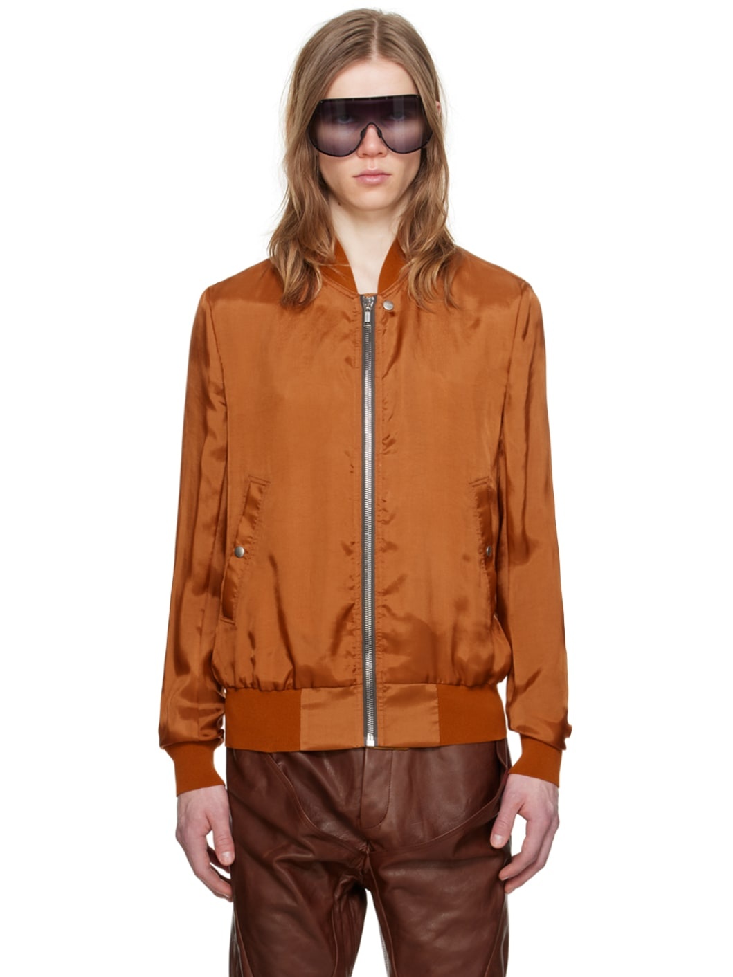 Orange Classic Flight Bomber Jacket - 1