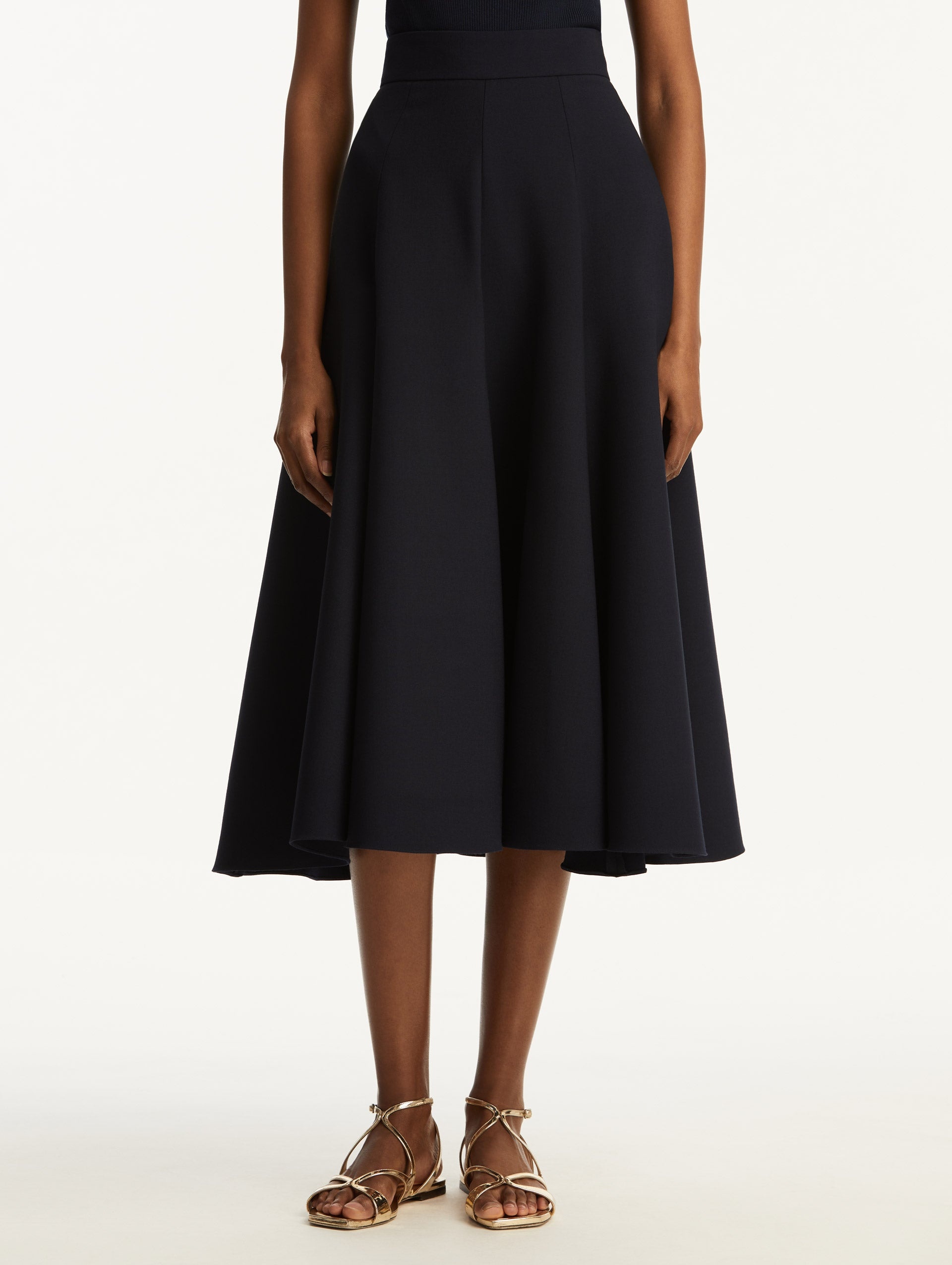 FLARED STRETCH WOOL SKIRT - 4