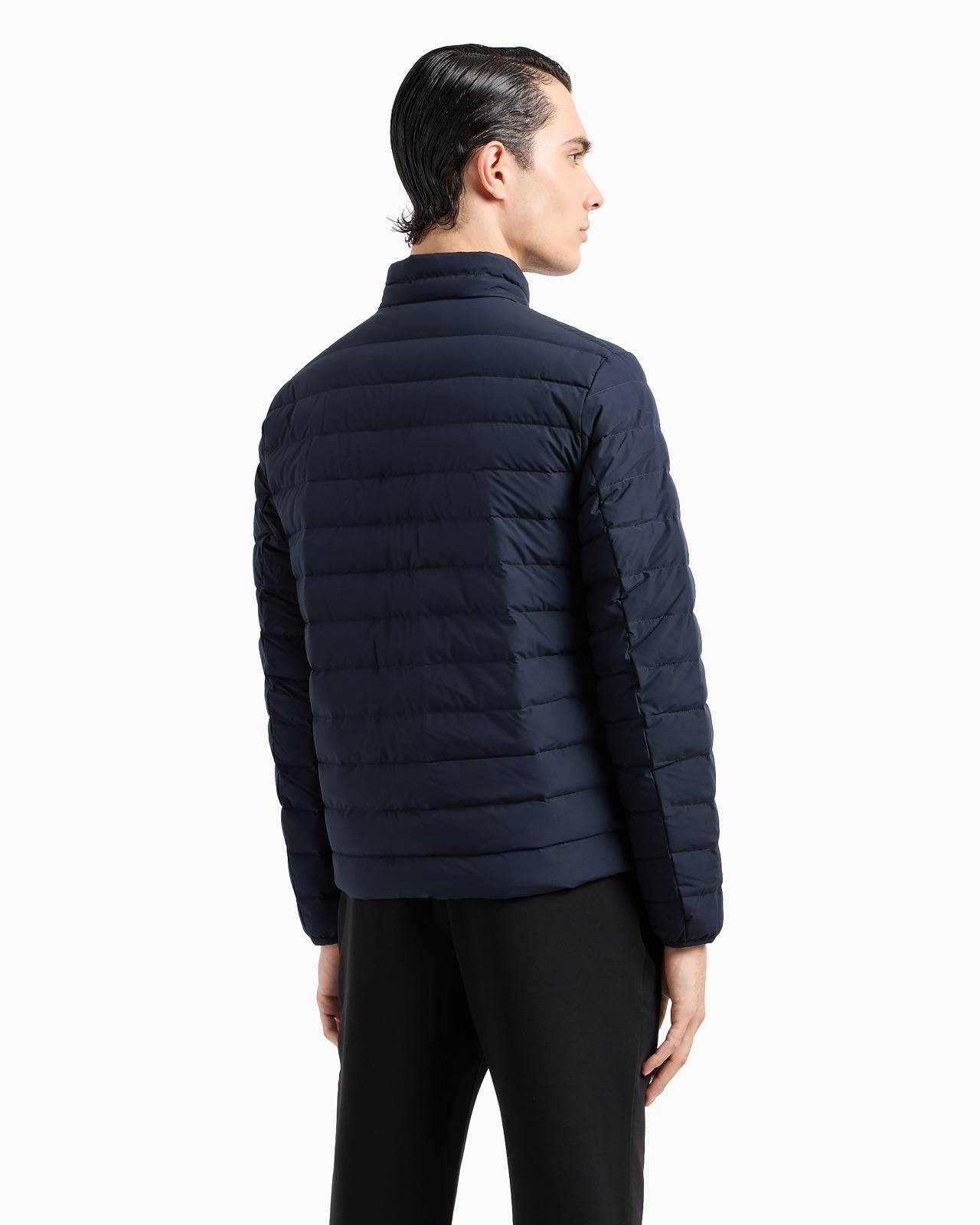Quilted nylon full-zip down jacket with eagle logo patch - 3