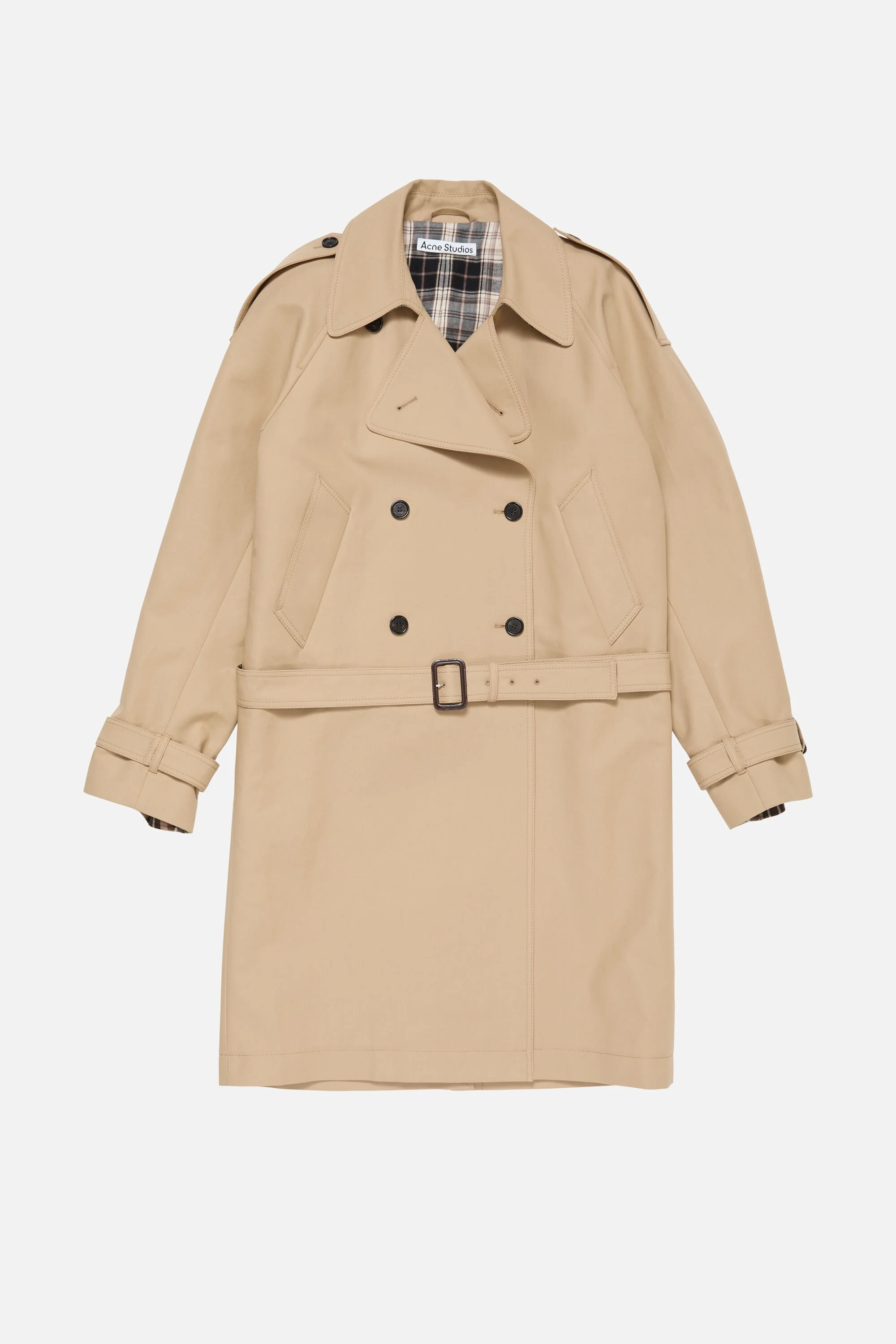 Satin Trench Coat - Beige - 1