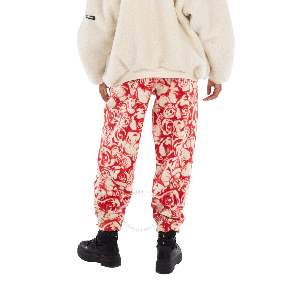 Burberry All Over Rose Print Wool Jogging Pants - 5
