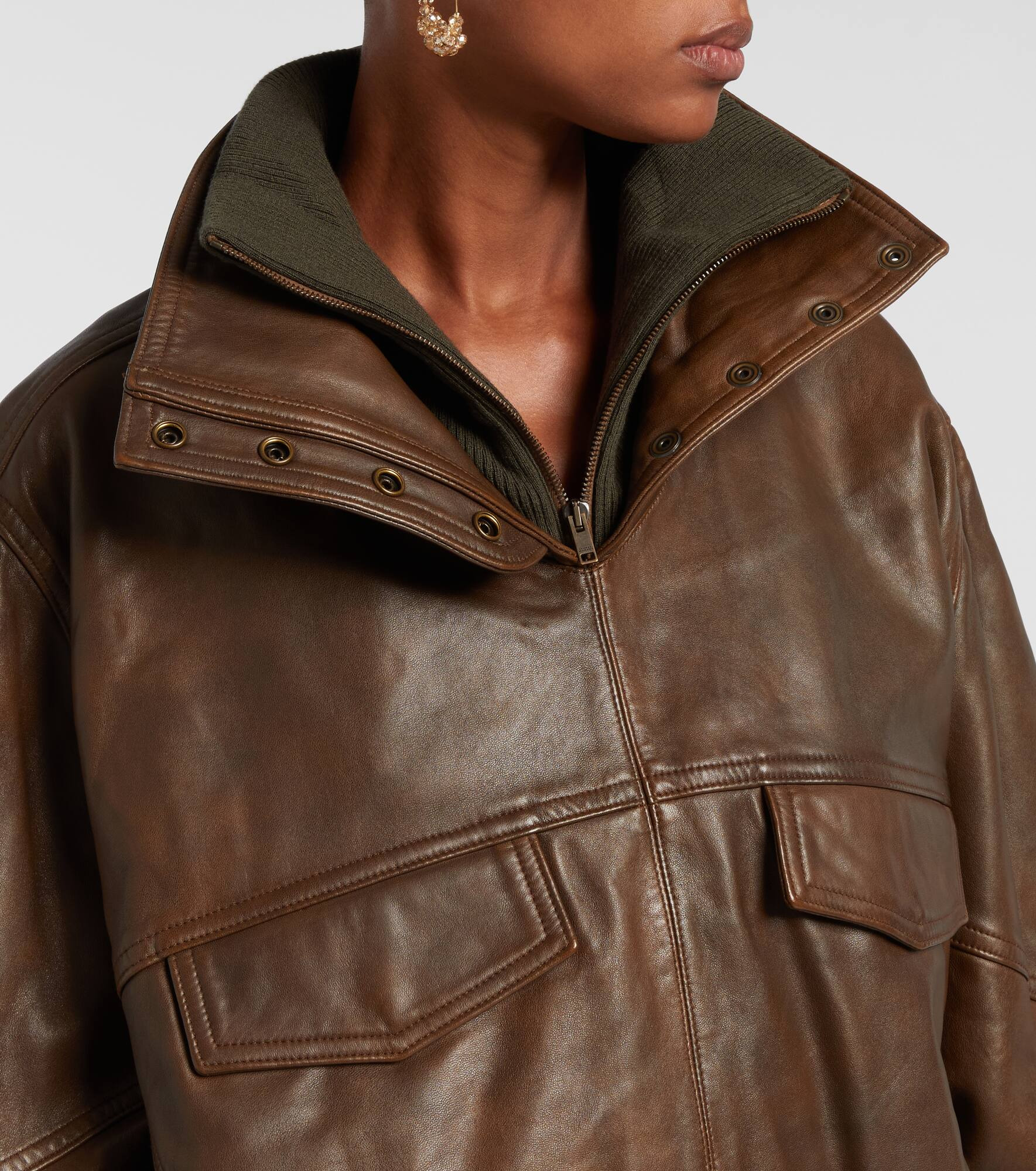 Dorry oversized leather jacket - 4