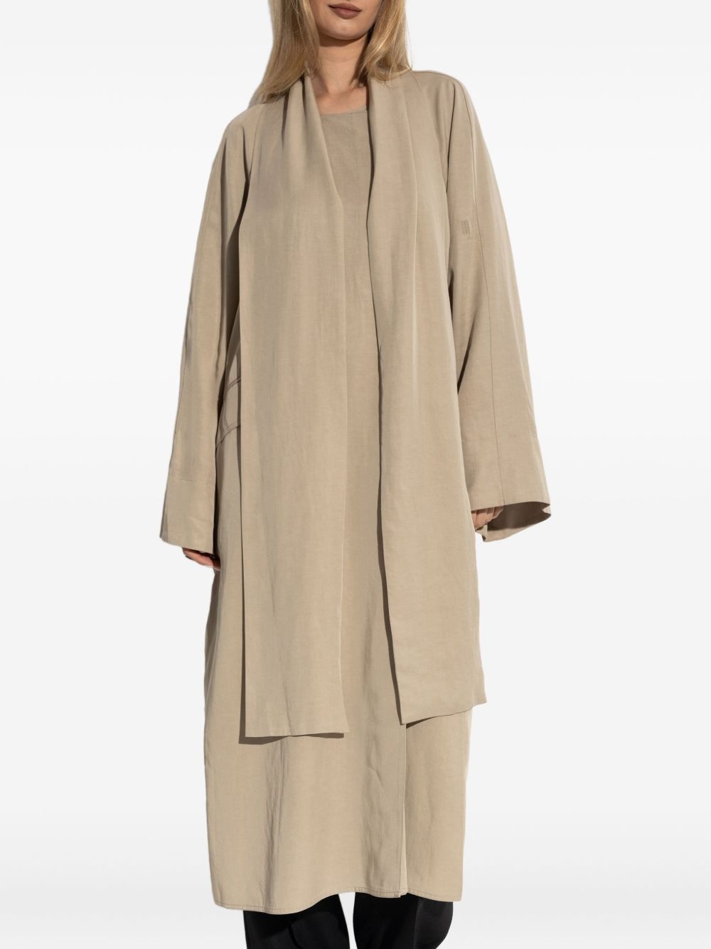 draped open-front coat - 3