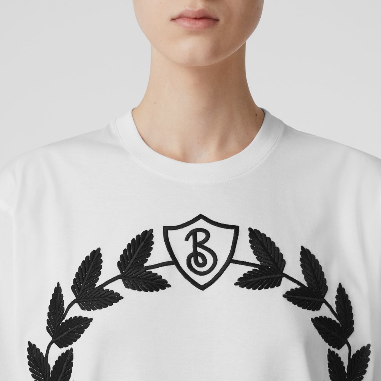 Oak Leaf Crest Motif Cotton Oversized T-shirt - 3