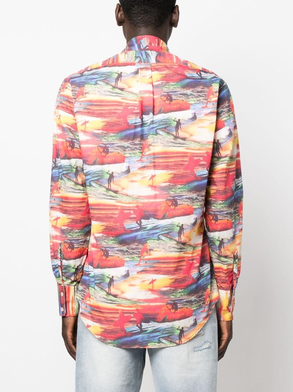 Sunset-print cotton shirt - 4