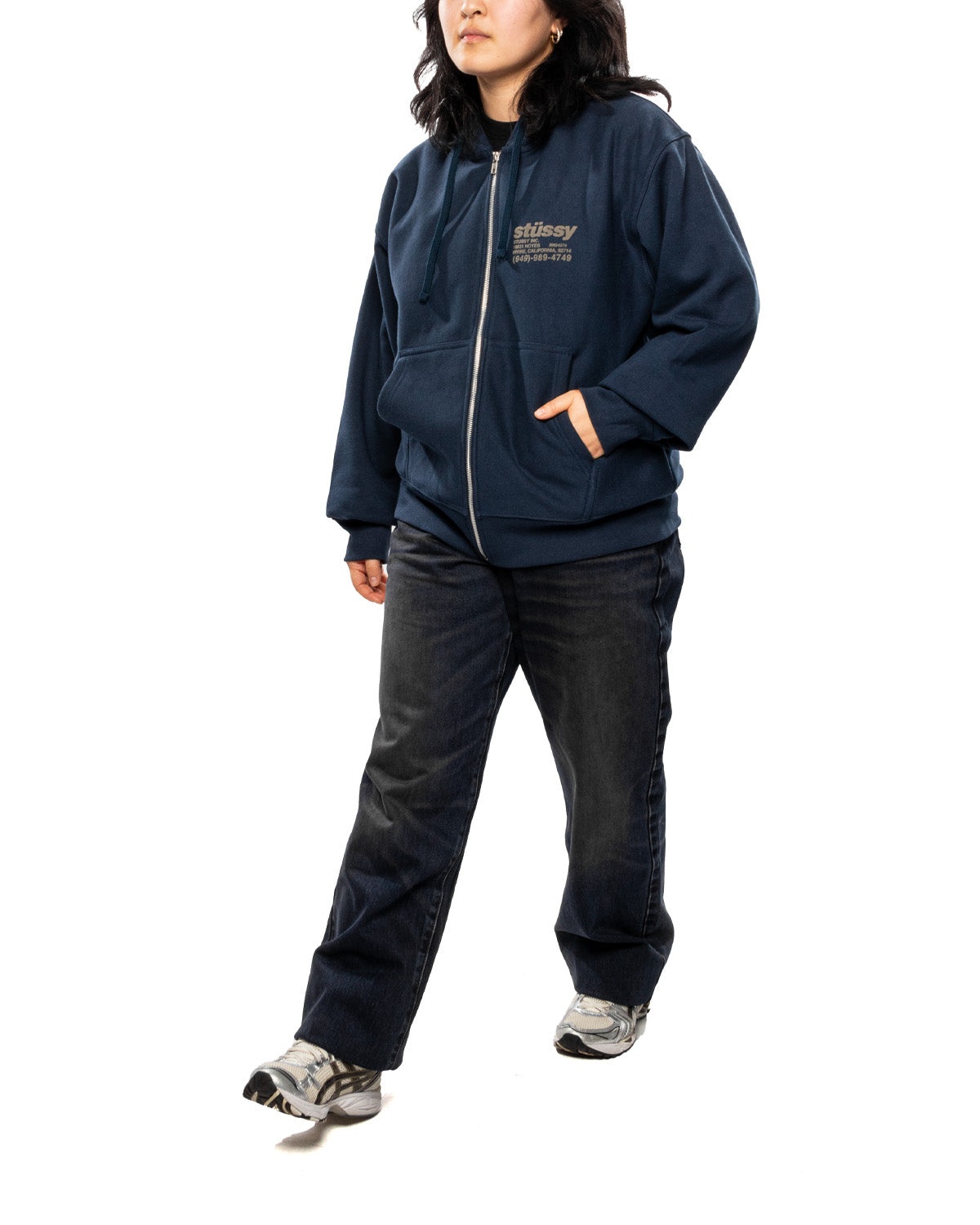 Stüssy DNA Zip Hoodie Navy | likelihood | REVERSIBLE