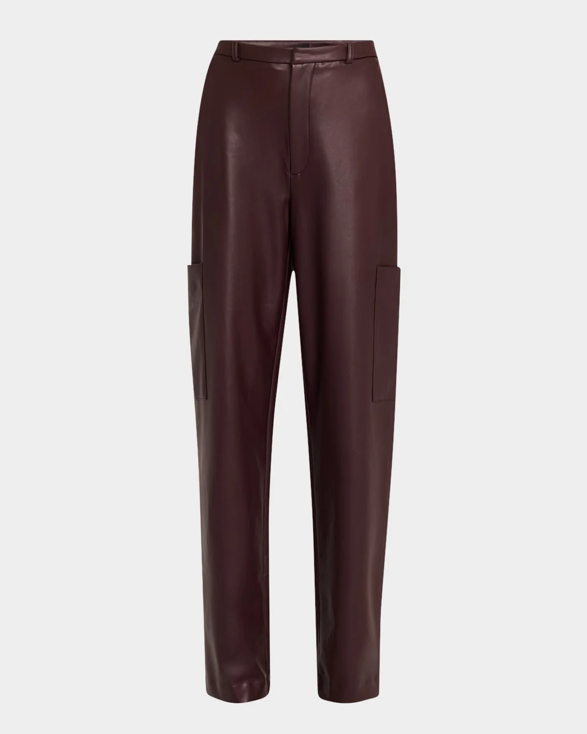 Stretch Faux Leather Tapered-Leg Cargo Trousers - 1